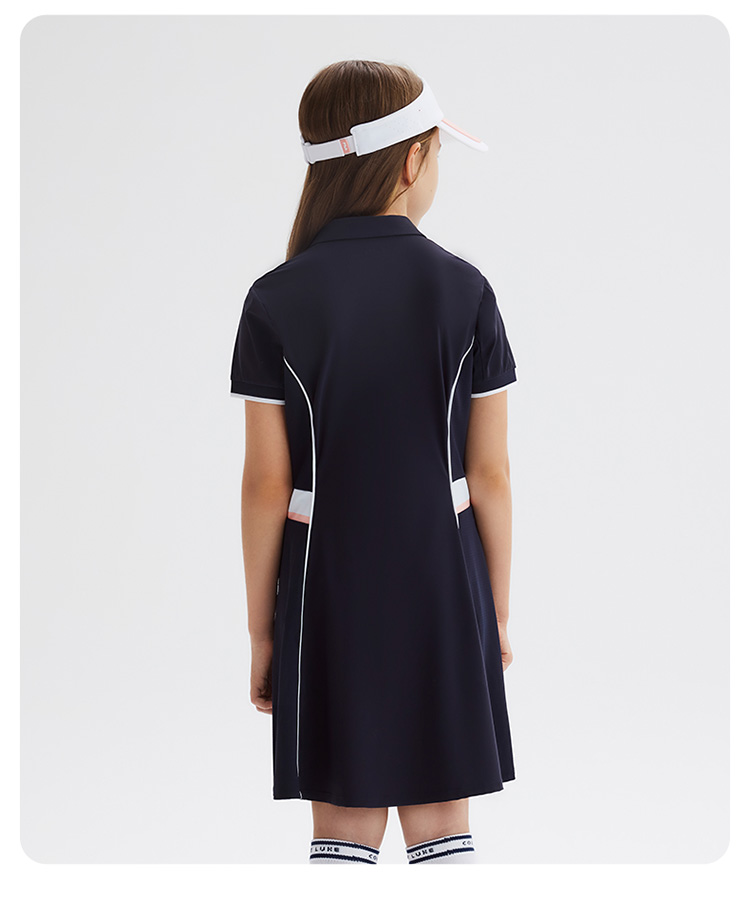 (130-165cm) FILA KIDS ART IN SPORTS PERFORMANCE TENNIS Girl's Dress in Navy / Orange