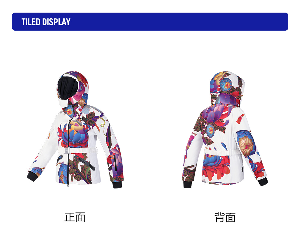 FILA CORE ATHLETICS SKI FILA X JAMES JEAN Women Mid Length Down Jacket (Full Print)