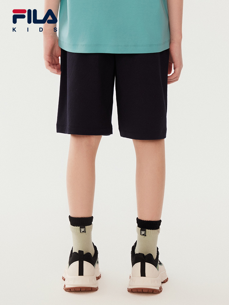 (130-170cm) FILA KIDS WHITE LINE Boy's Knit 5 Inch Pants in Navy