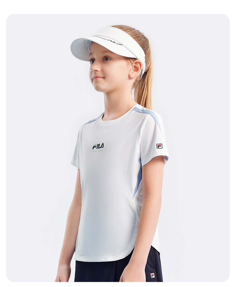 (130-165cm) FILA KIDS PERFORMANCE TENNIS Girl's Short Sleeve T-shirt in White