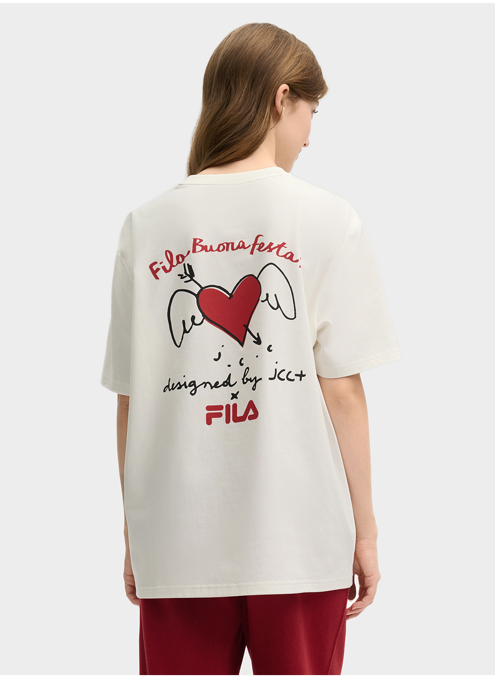 FILA CORE LIFESTYLE ORIGINALE FILA SOPHEY Unisex Short Sleeves T-Shirt (Black / Red / White) - Unisex