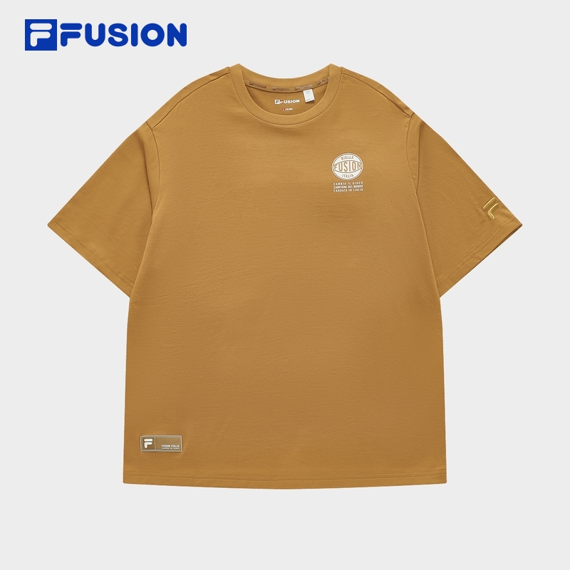 FILA FUSION BASKETBALL INLINE UNIFORM Men's Short Sleeve T-shirt (White / Brown - Cotton)