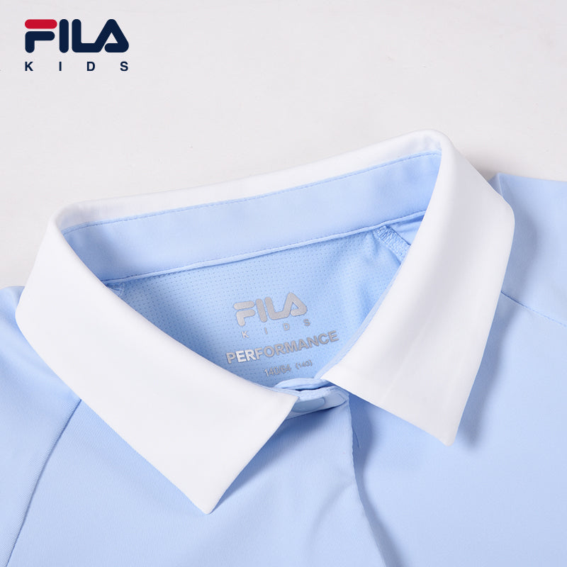 FILA KIDS PERFORMANCE Golf Girl's Short Sleeve Polo in Light Blue