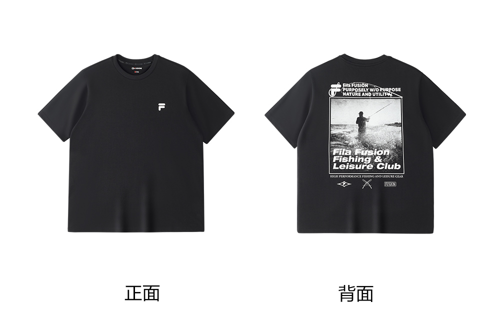 FILA FUSION INLINE URBAN TECH CITY PADDLERS - KAYAK FISHING Men Short Sleeves T-Shirt (Black / White)