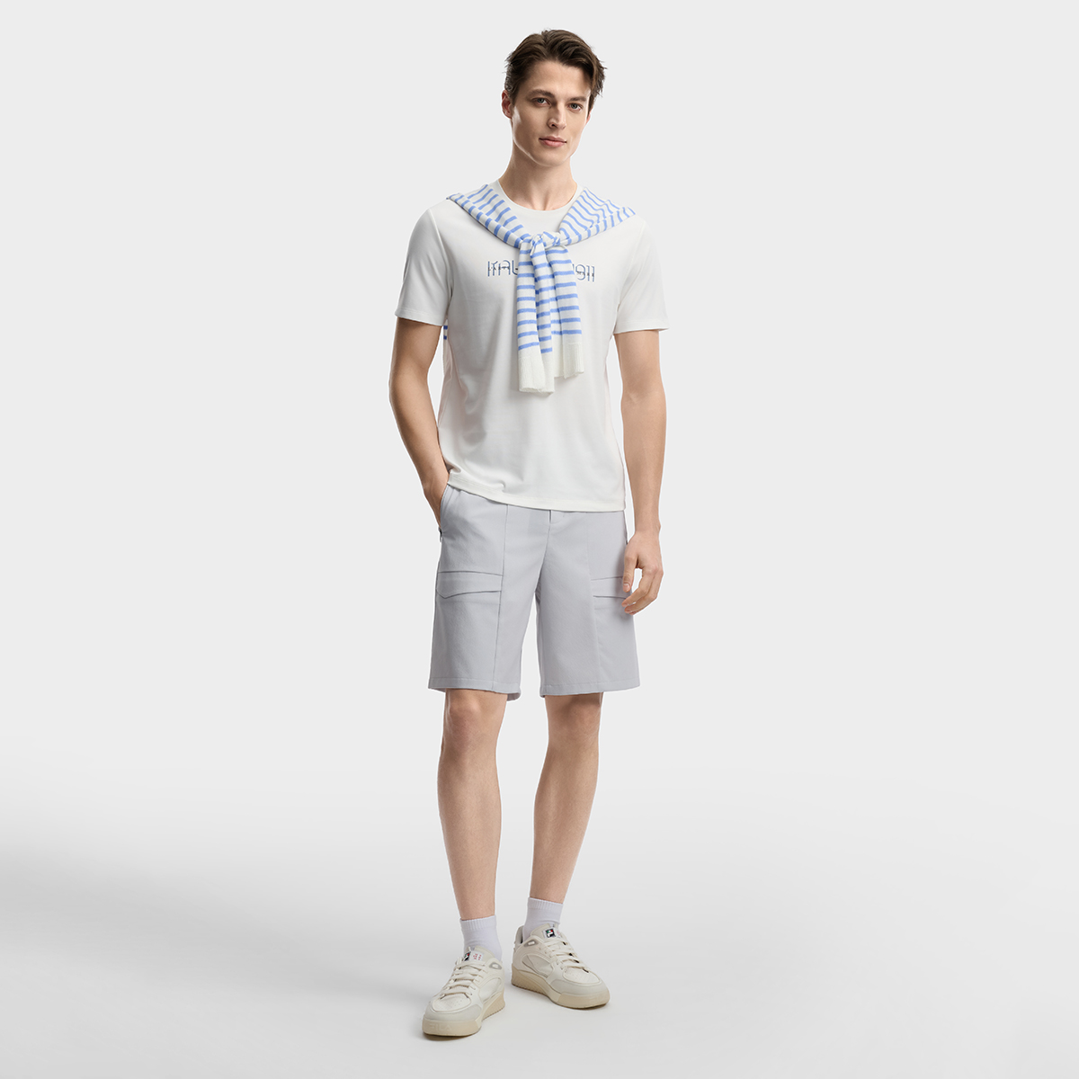 FILA MEN'S WHITE Knitted Short Sleeve Top