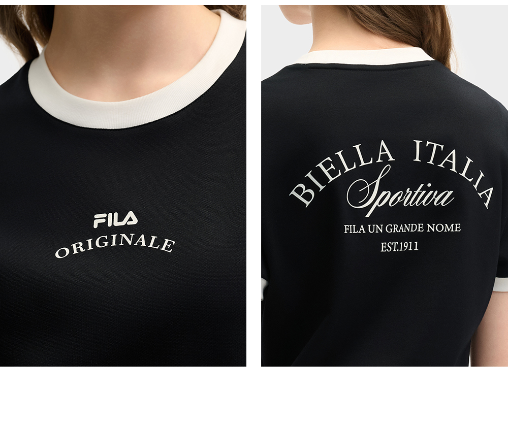 FILA CORE LIFESTYLE ORIGINALE DREAMS ON THE COURT Women Short Sleeves T-Shirt (Black / Pink / White)