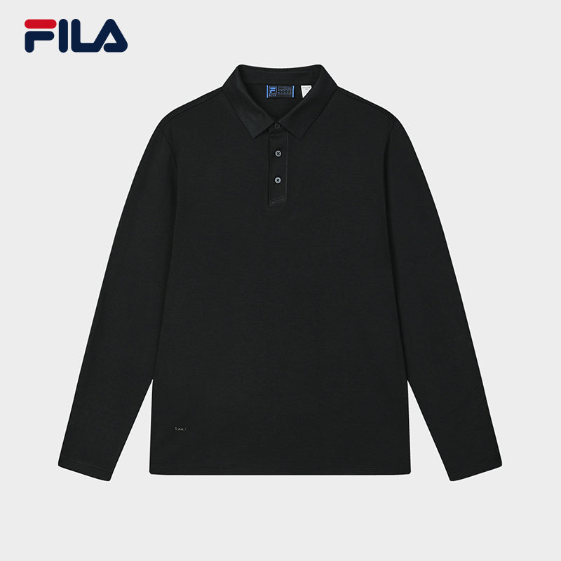 FILA CORE LIFESTYLE BLUE QUADRILATERO AESTHETICS Men Long Sleeve Polo (Black / Brown)