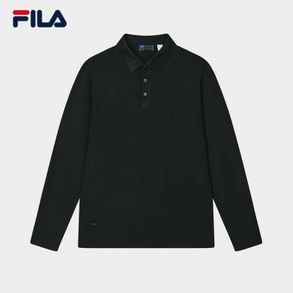 FILA CORE LIFESTYLE BLUE QUADRILATERO AESTHETICS Men Long Sleeve Polo (Black / Brown)