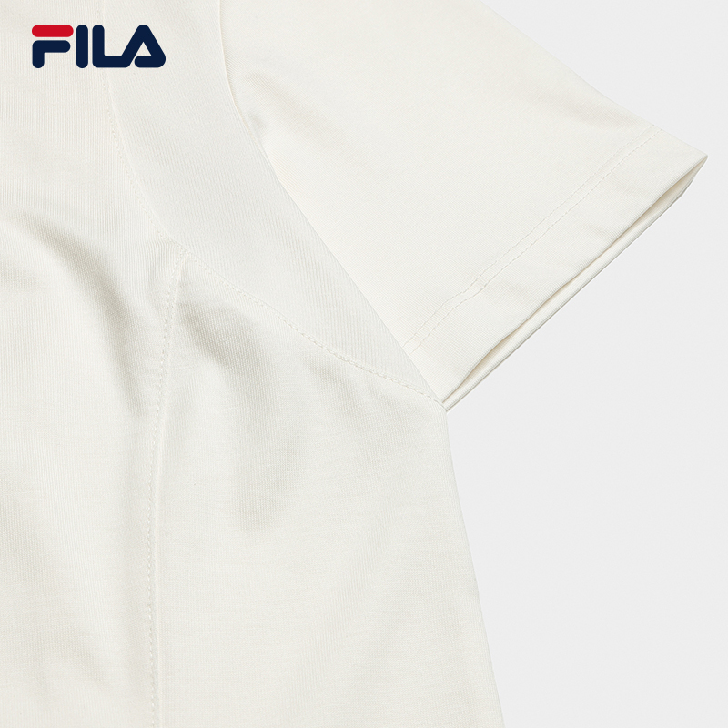 FILA CORE Women ORIGINALE Knitted Short Sleeve Top IVORY