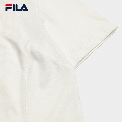 FILA CORE Women ORIGINALE Knitted Short Sleeve Top IVORY