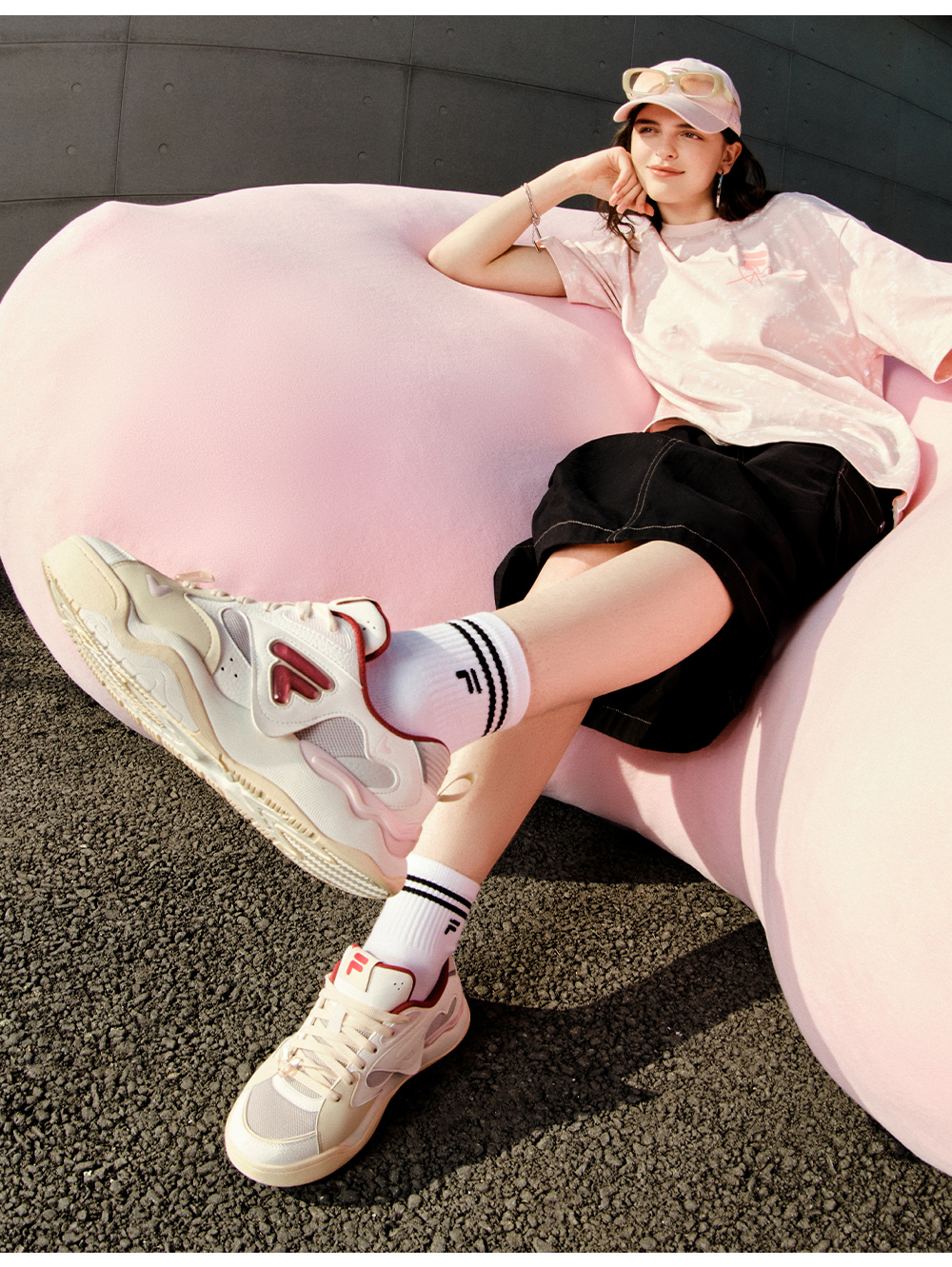 [V-Day Edition] FILA FUSION KICK II Women & Men Skate Shoes (Valentine's Couple Sneakers - Black and White )