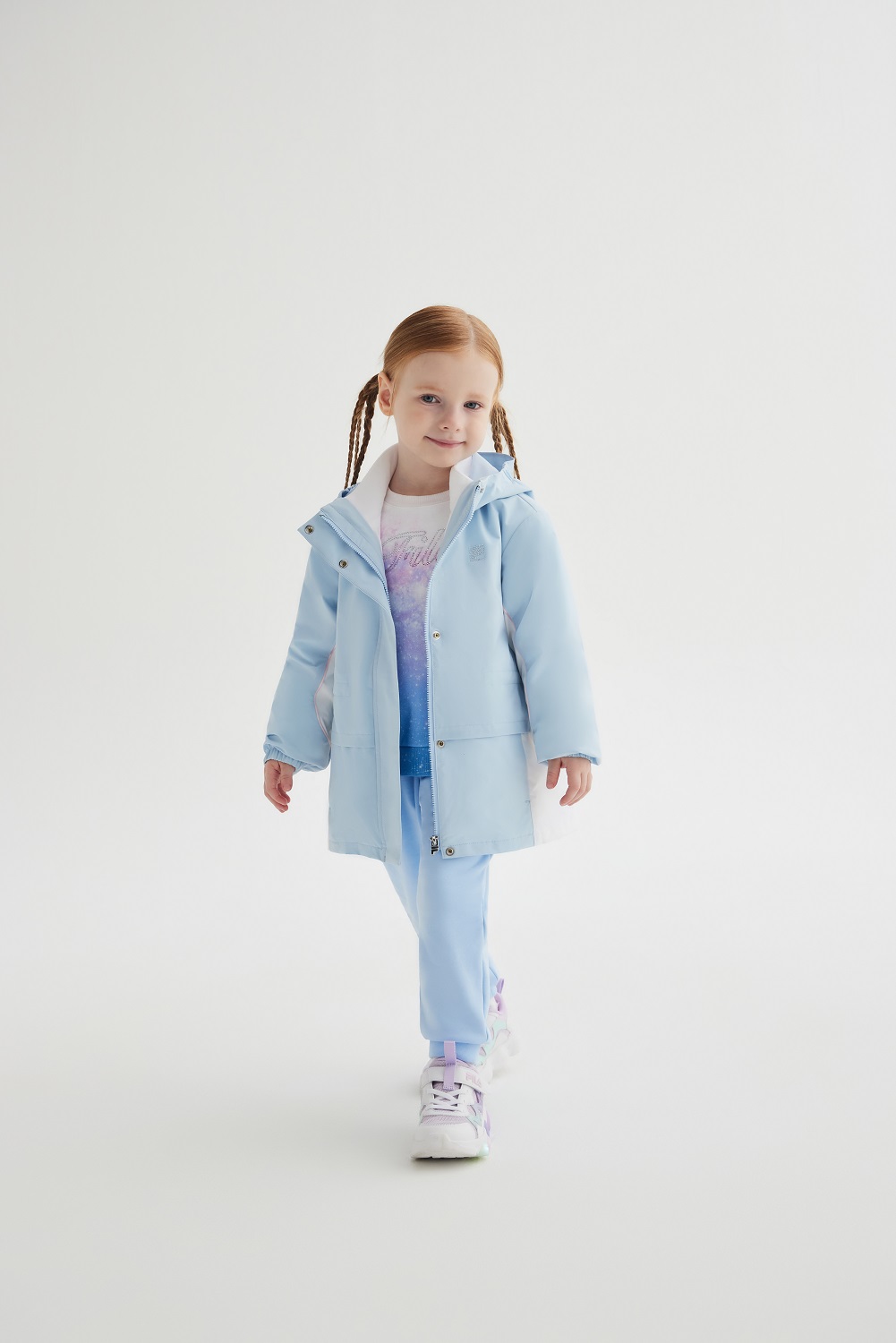 FILA KIDS WHITE LINE Girl's Woven 2-piece Set in Light Blue