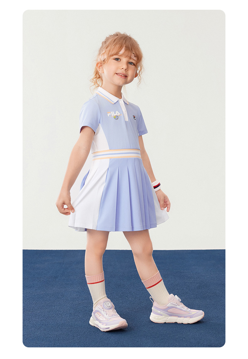 (105 - 130cm) FILA KIDS TENNIS Girl's Dress with Inner Shorts in Purple