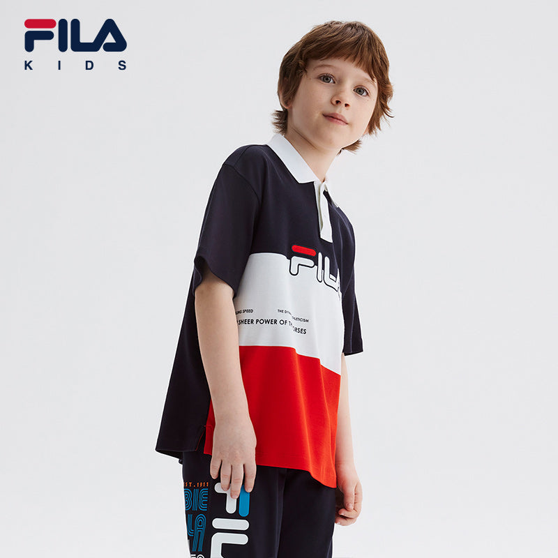 FILA KIDS FOR CHAMPIONS ORIGINALE Boy's Short Sleeve Polo in Navy
