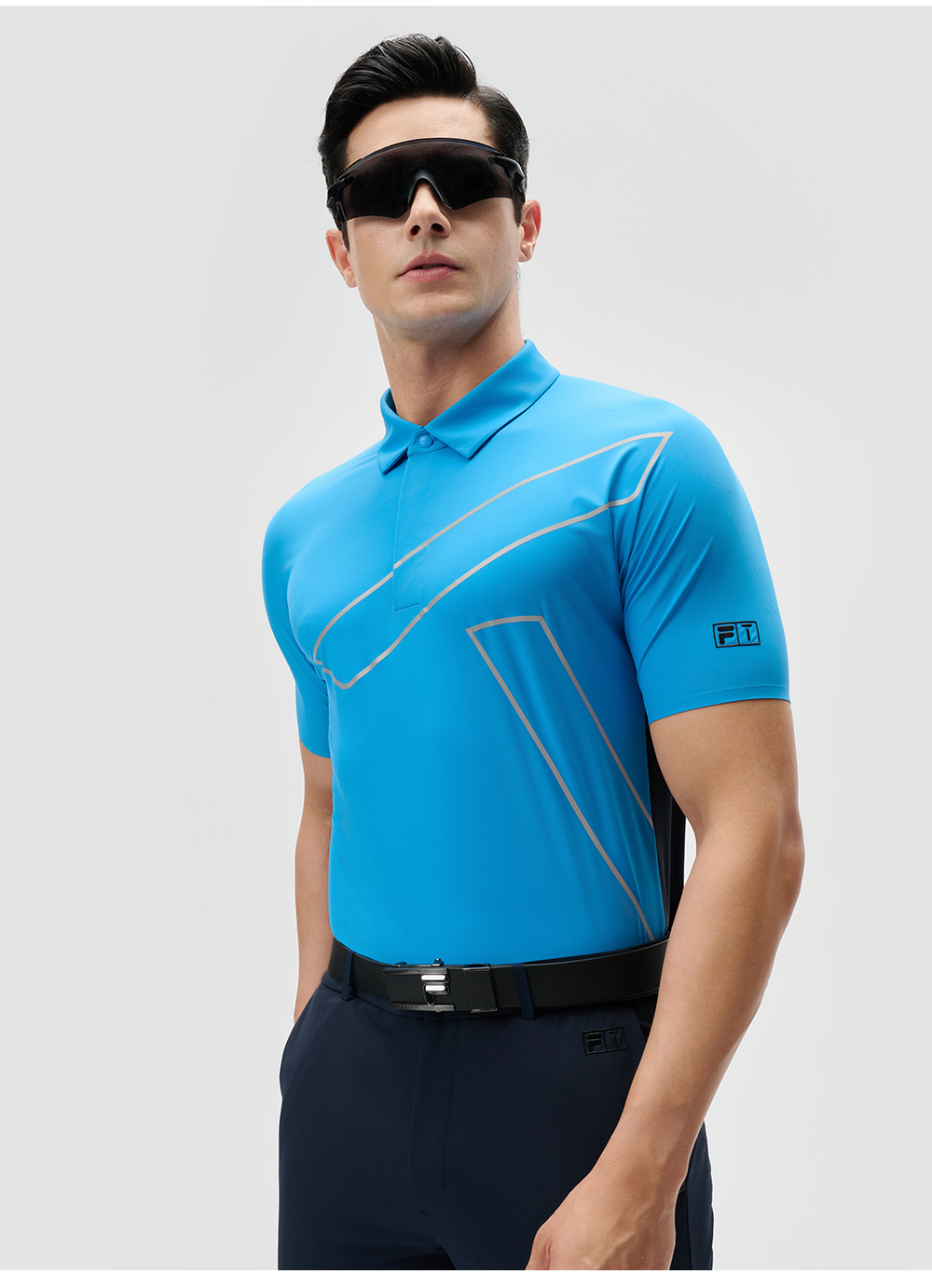 FILA CORE ATHLETICS GOLF (DP WORLD TOUR) Men Short Sleeve Polo (Blue)