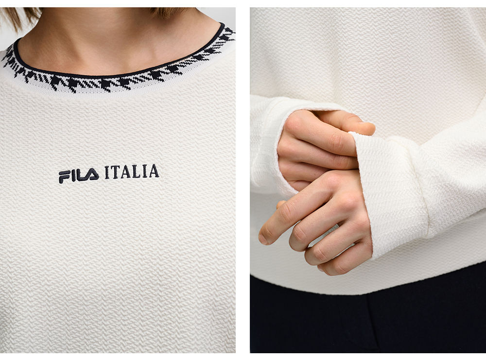 FILA CORE LIFESTYLE EMERALD ELEGANT HEART Women Pullover Sweater (White)