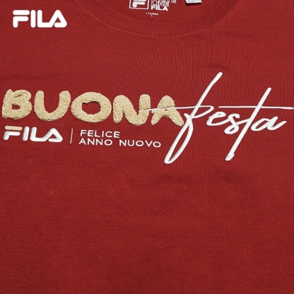 FILA CORE Men CNY Knitted Short Sleeve Top PINK