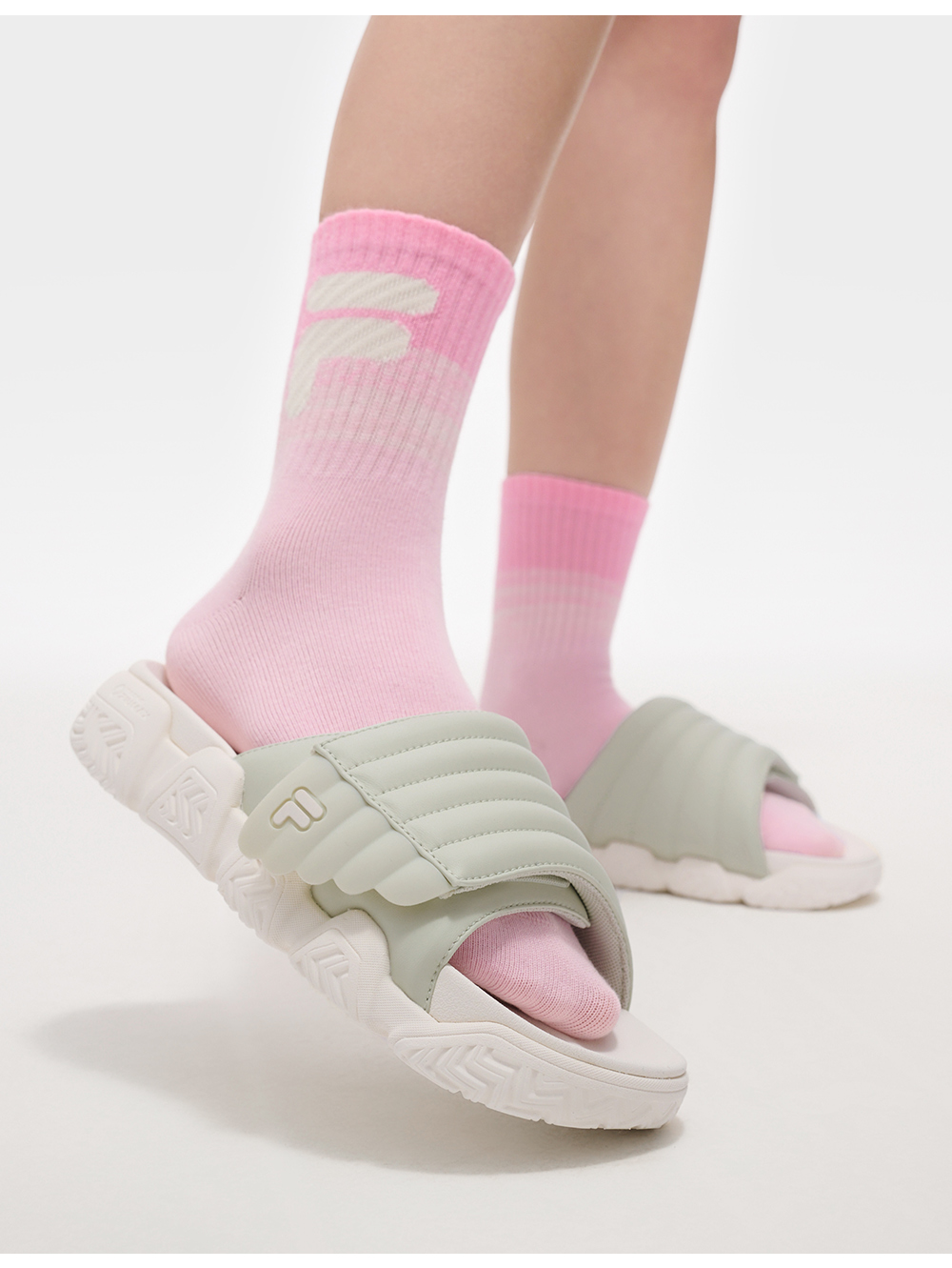 FILA FUSION BARRICADE Women Slippers (White / Icy Blue / Pink)