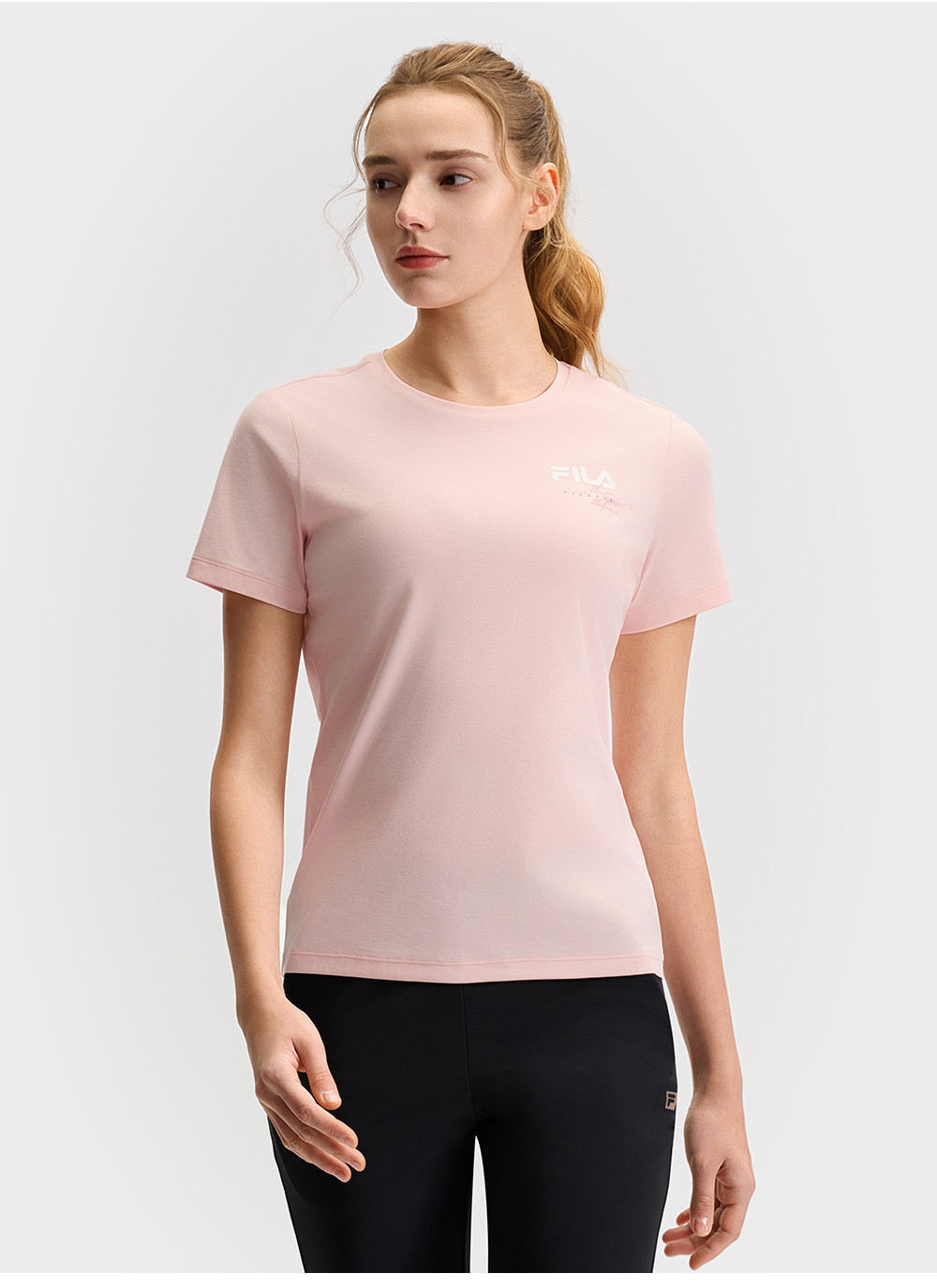 FILA CORE ATHLETICS FILA-FIT ARTE ELEGANTE Women Short Sleeves T-Shirt (Light Blue / Pink / White)
