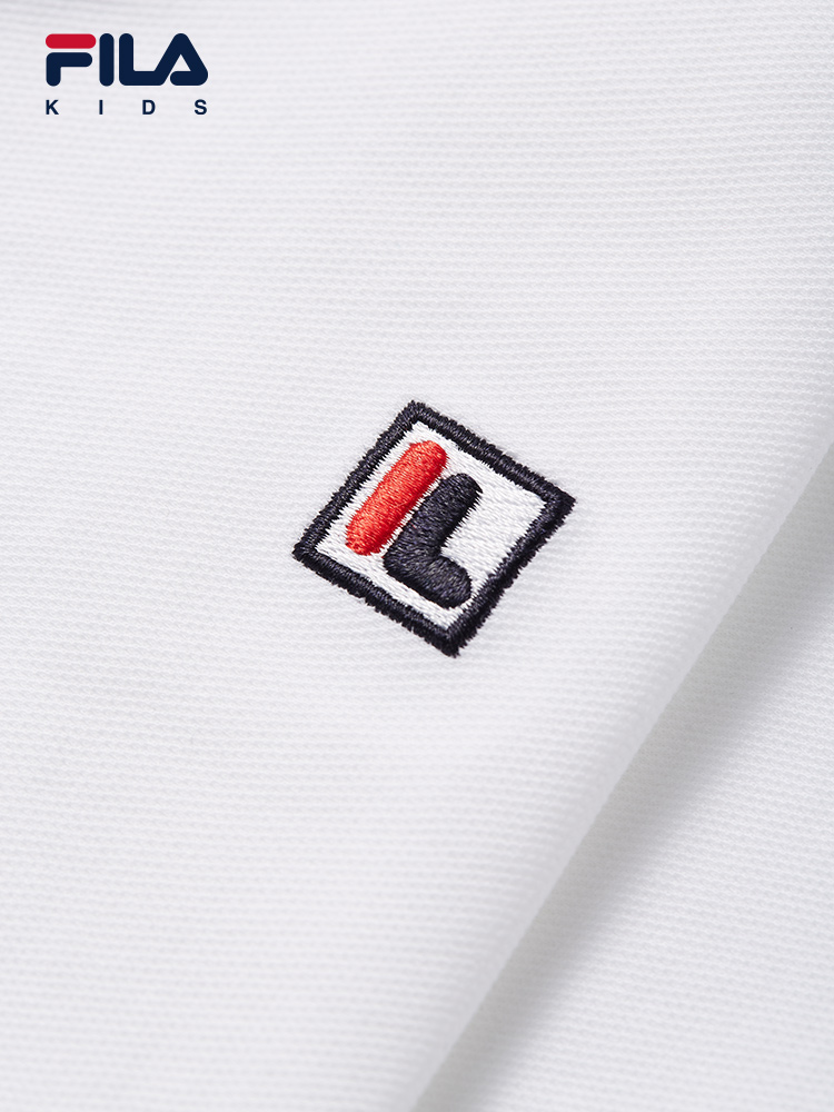 (130 - 165cm) FILA KIDS ORIGINALE Boy's Short Sleeve Polo T-Shirt in White