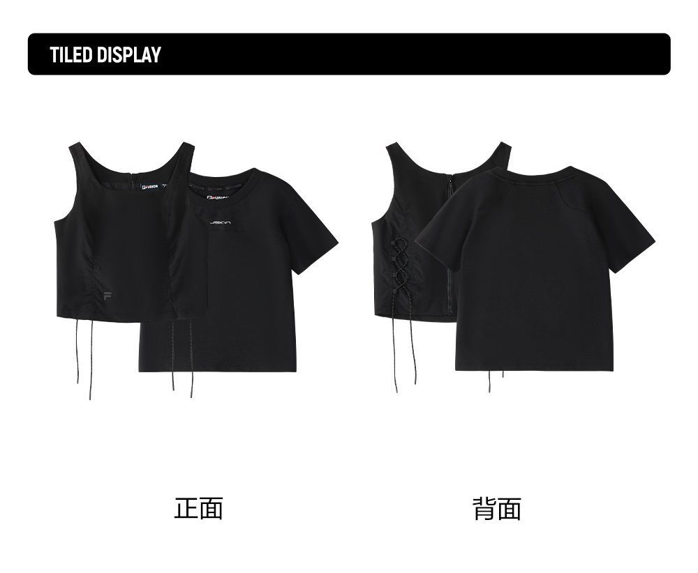 FILA FUSION INLINE URBAN TECH VR IN VIRTUAL REALITY Women 2-piece Top (Black)