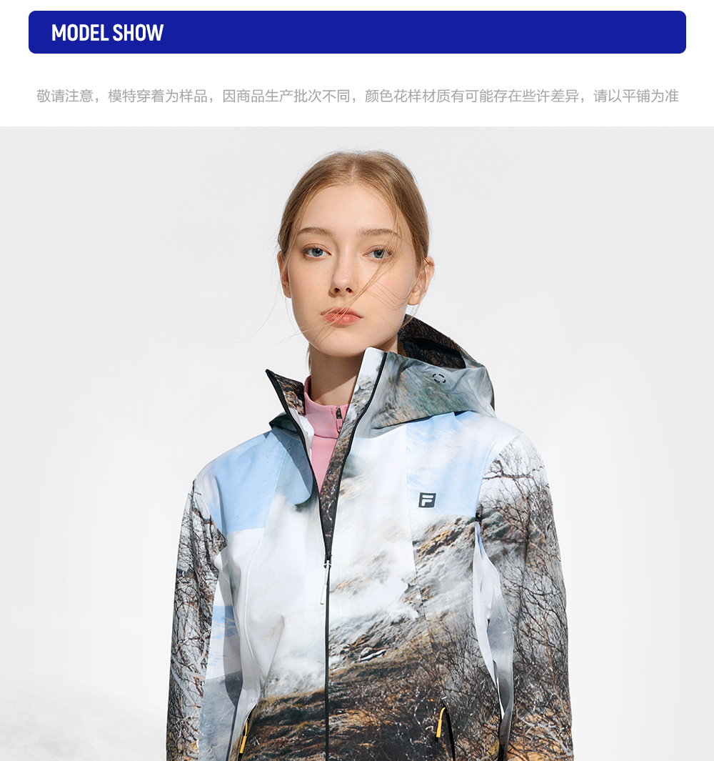 FILA CORE ATHLETICS EXPLORE X BBC EARTH PATHWAYS OF WONDER Women Woven Jacket (Full Print)