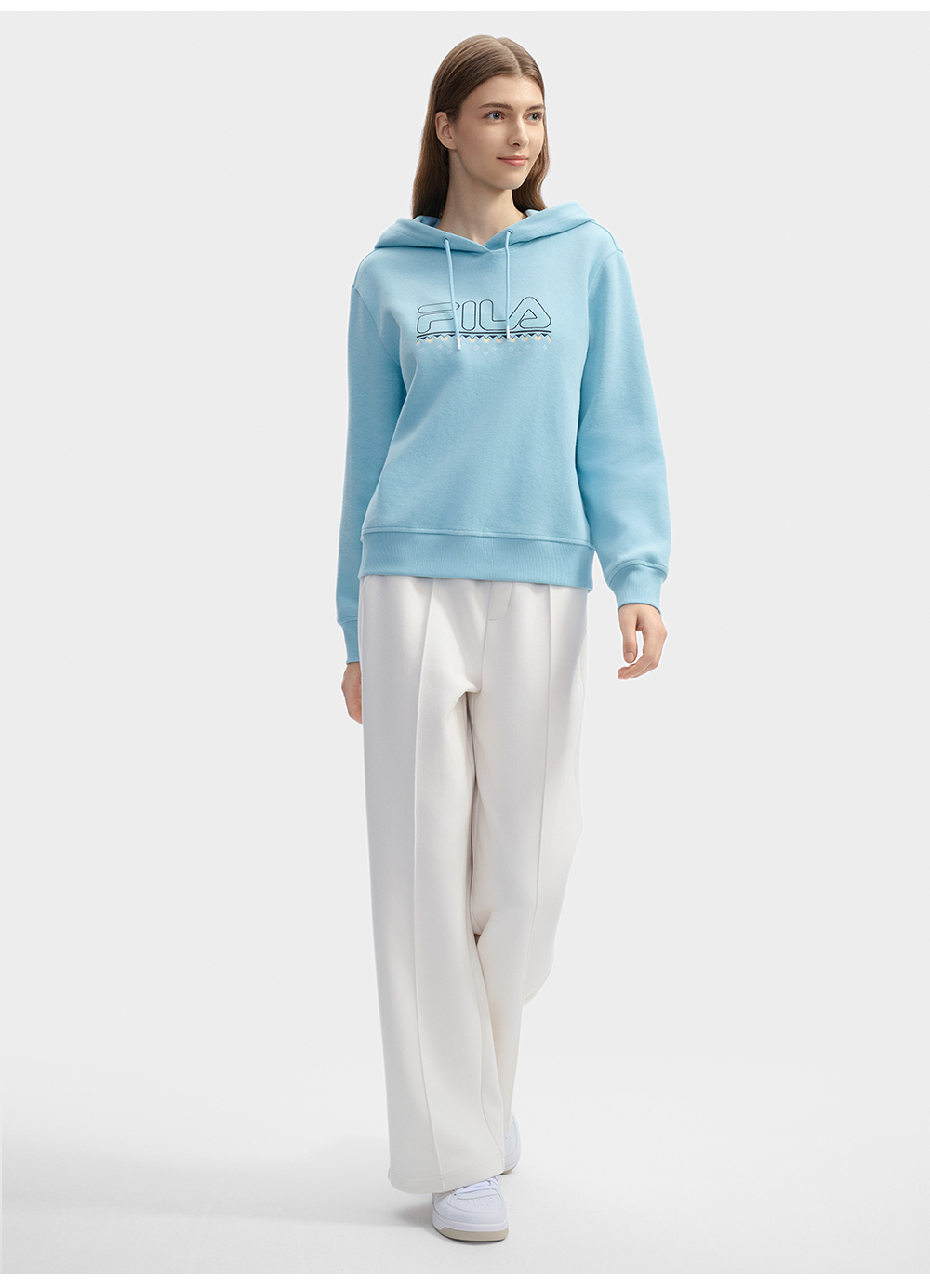 FILA CORE LIFESTYLE WHITE LINE GRENOBLE Women Hoodie (Light Blue)