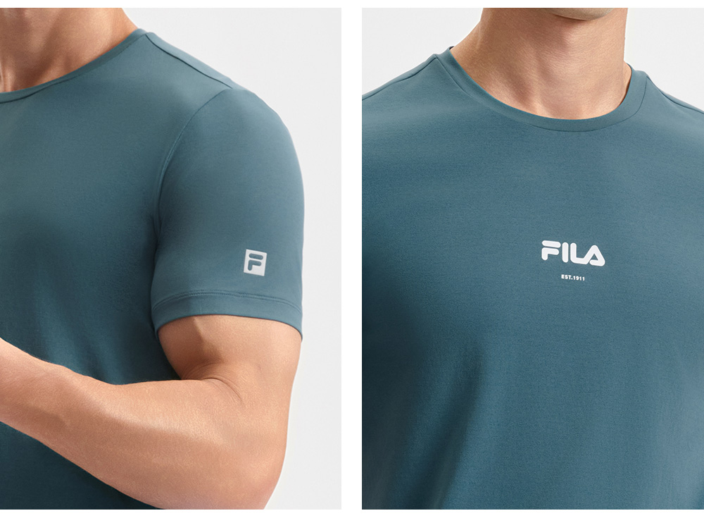 FILA CORE ATHLETICS FITNESS BLACK MEN SPACE DRIOD Men Short Sleeves T-Shirt (Black / Blue / White)
