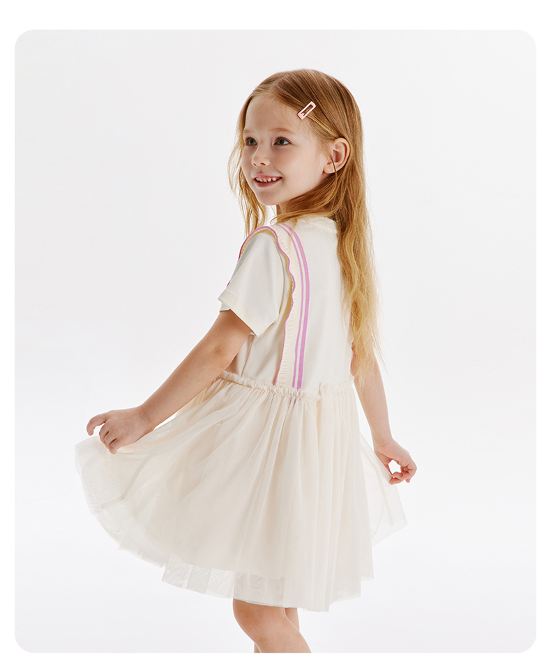 (105-130cm) FILA KIDS WHITE LINE Girl's Dress in Ash
