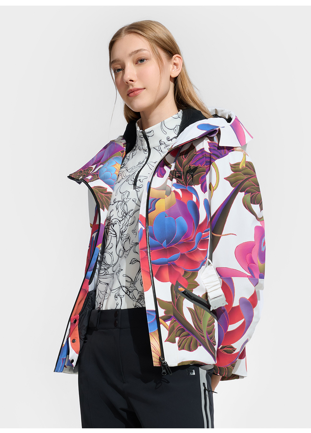 FILA CORE ATHLETICS SKI FILA X JAMES JEAN Women Mid Length Down Jacket (Full Print)