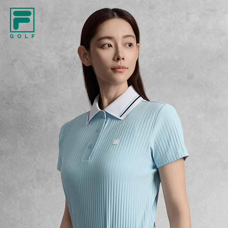 FILA CORE ATHLETICS GOLF ELITE GOLF CLUB Women Short Sleeve Polo (Black / Light Blue / White)