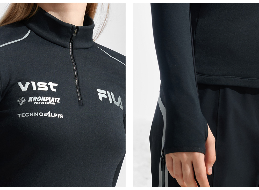 FILA CORE ATHLETICS SKI FILA X JAMES JEAN Women Long Sleeve Top (Black / White)