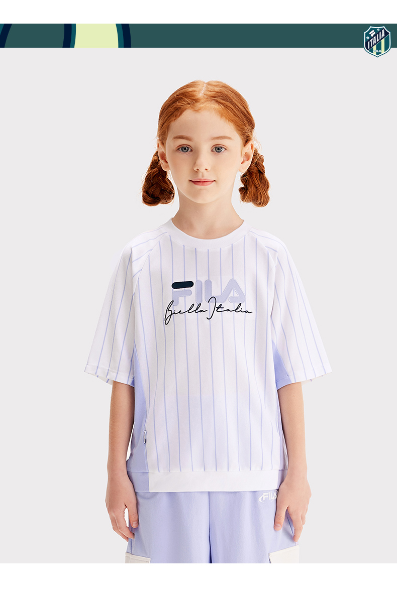 (130 - 165cm) FILA KIDS ORIGINALE Girl's Short Sleeve T-Shirt in White