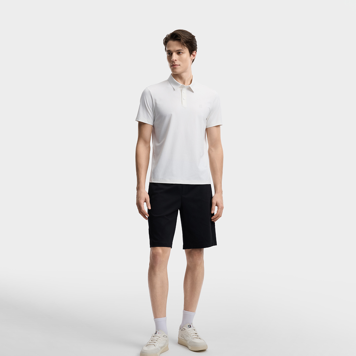 FILA MEN'S WHITE Knitted Short Sleeve Polo Shirt