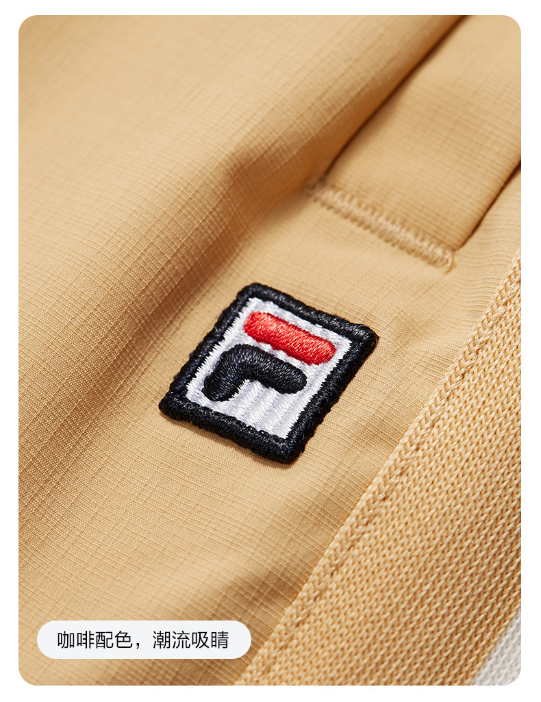 (105-130cm) FILA KIDS WHITE LINE Boy's Woven 5 Inch Pants in Light Khaki