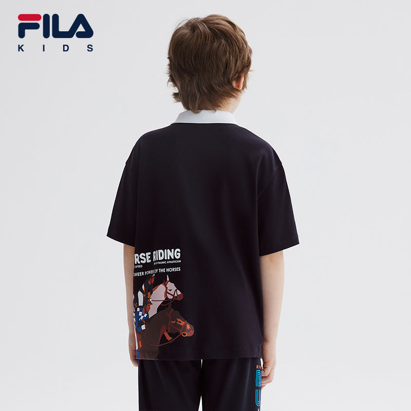 FILA KIDS FOR CHAMPIONS ORIGINALE Boy's Short Sleeve Polo in Navy