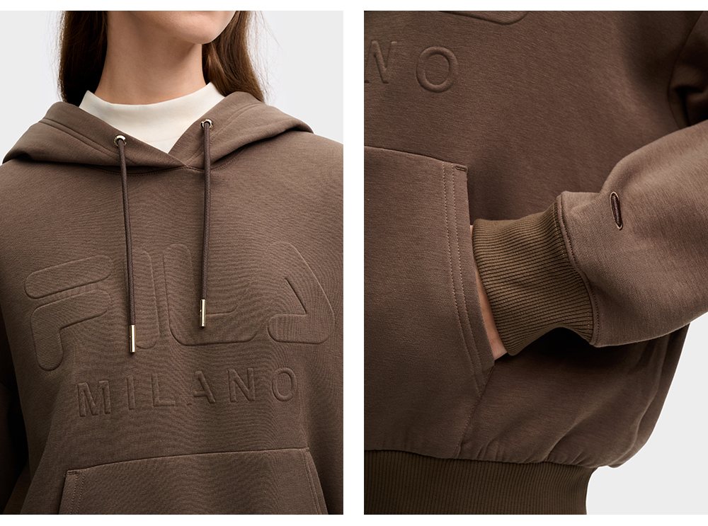 FILA CORE LIFESTYLE MILANO MILANESE SUNSET Women Hoodie (Brown / Light Khaki)