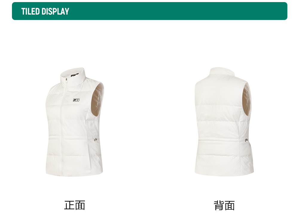FILA CORE ATHLETICS GOLF DP WORLD TOUR MONOGRAM STRIPE Women Down Jacket Vest (White)