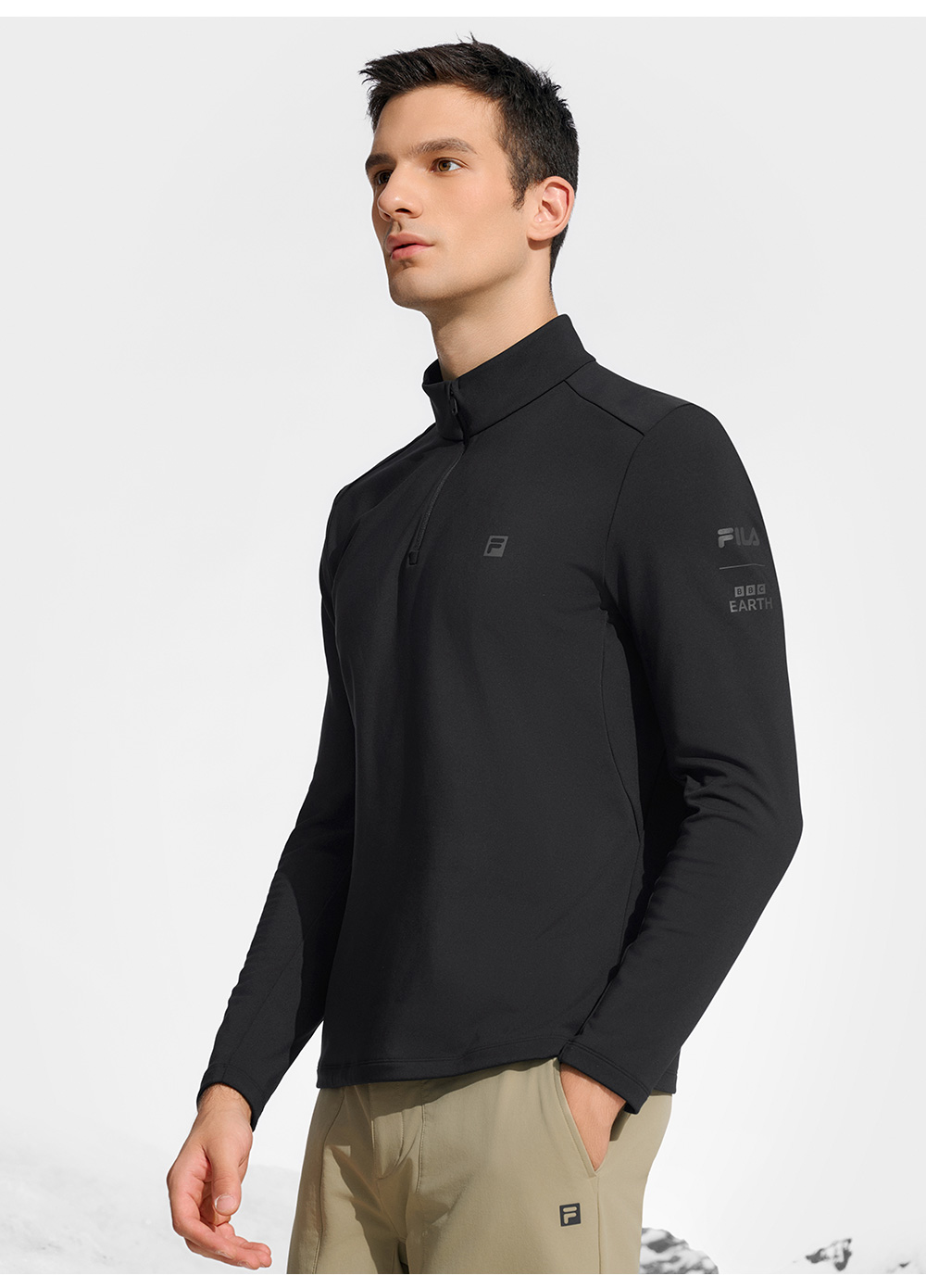 FILA CORE ATHLETICS EXPLORE X BBC EARTH PATHWAYS OF WONDER Men Long Sleeve Top (Beige / Black / Olive Green)