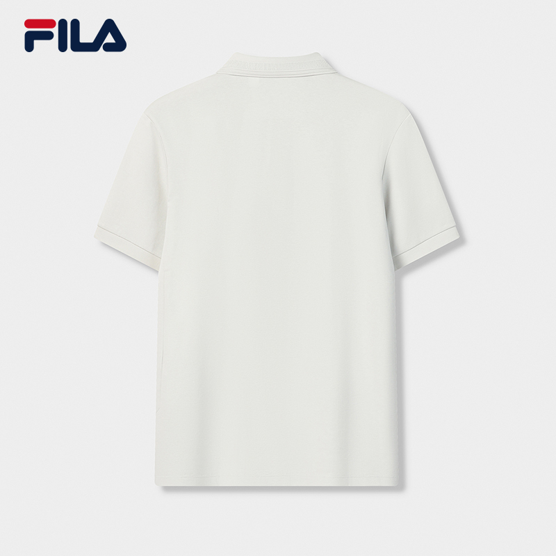 FILA CORE Men WHITE Knitted Short Sleeve Polo Shirt GREY