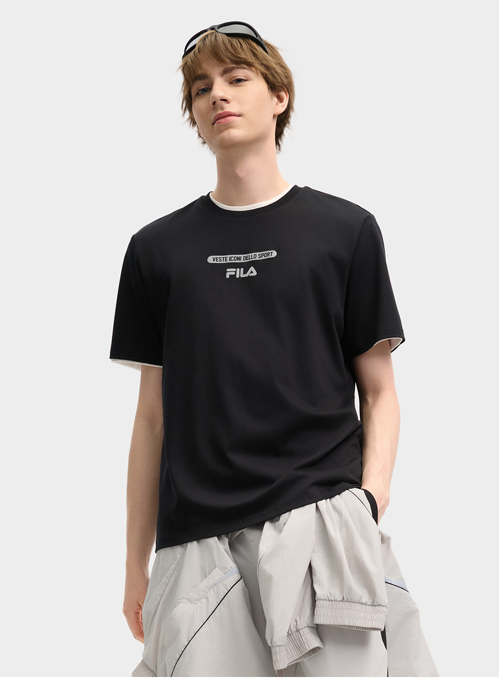 FILA CORE LIFESTYLE ORIGINALE VANGUARD EXPLORATION Men Short Sleeves T-Shirt (Black / Light Green / White)
