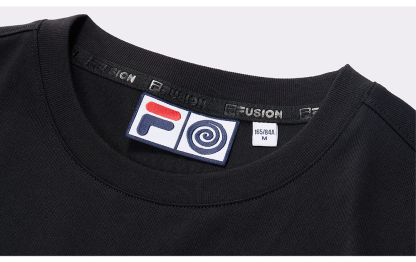 FILA FUSION CROSS OVER FUSION X ROUND TWO URBAN WAVE RIDER Women Short Sleeves T-Shirt (Black / White)