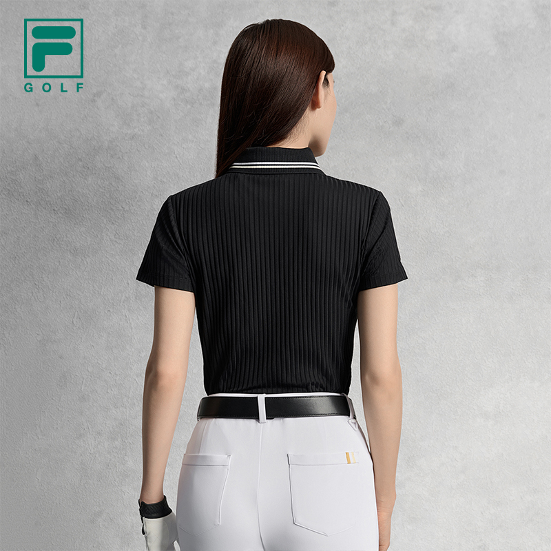 FILA CORE ATHLETICS GOLF ELITE GOLF CLUB Women Short Sleeve Polo (Black / Light Blue / White)