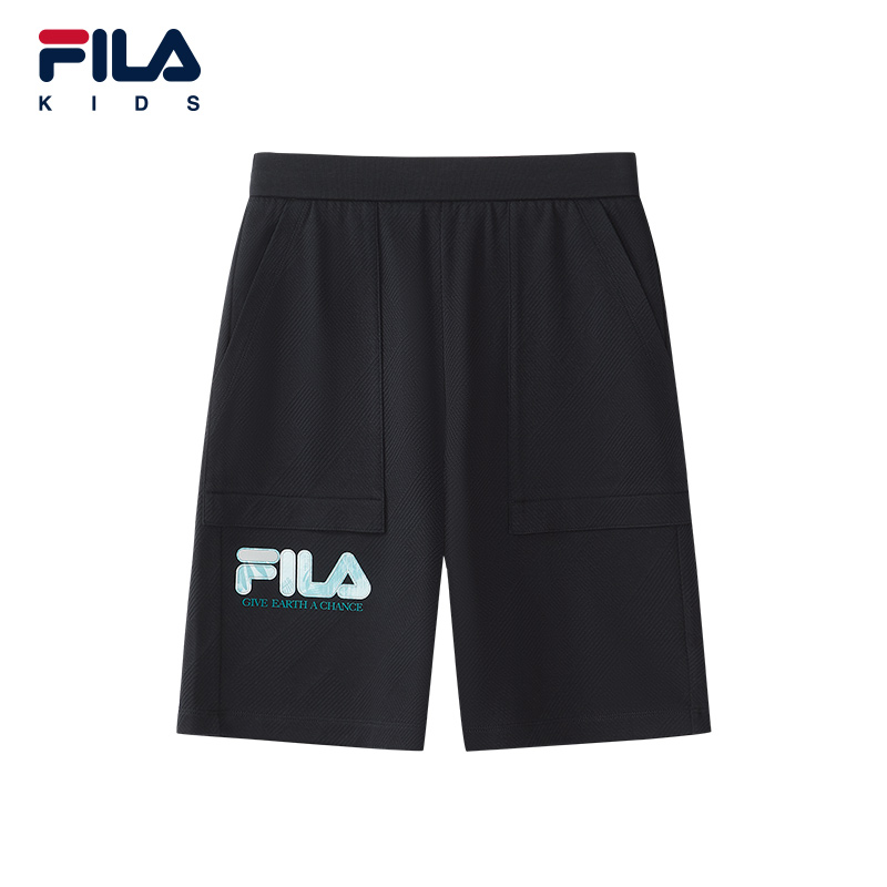 (130-170cm) FILA KIDS WHITE LINE Boy's Knit 5 Inch Pants in Navy