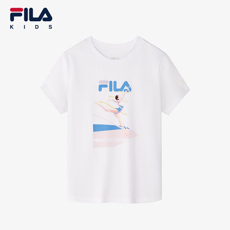 (120-170) FILA KIDS FOR CHAMPIONS ORIGINALE Girl's Short Sleeve T-shirt in White