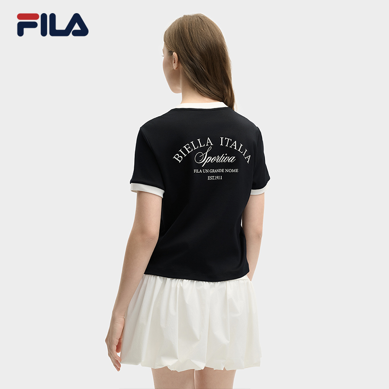 FILA CORE LIFESTYLE ORIGINALE DREAMS ON THE COURT Women Short Sleeves T-Shirt (Black / Pink / White)