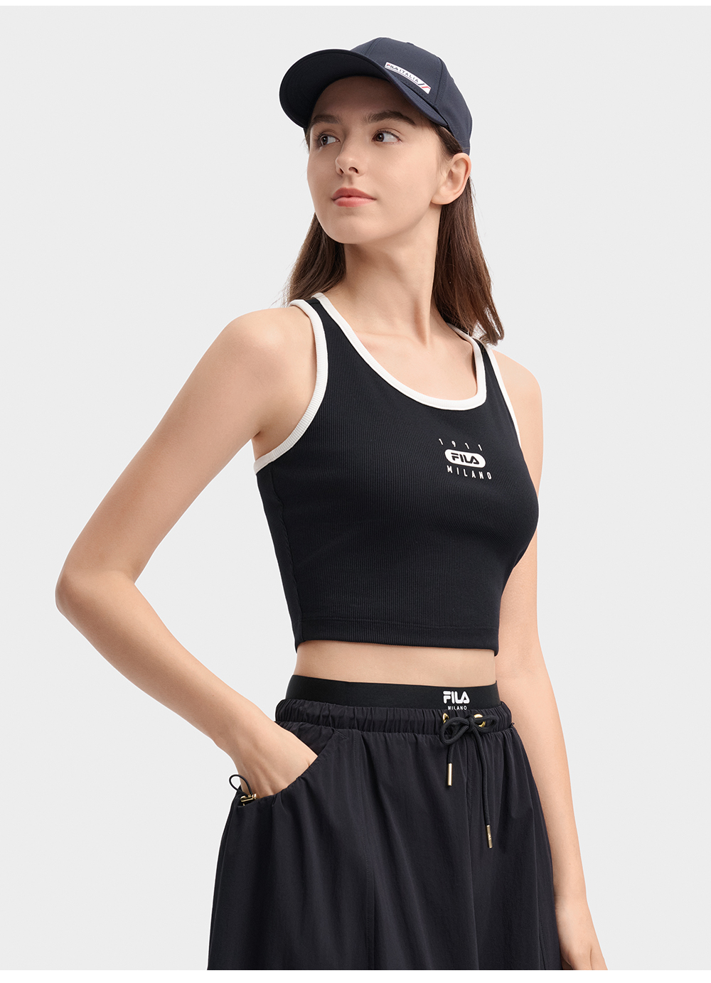FILA CORE LIFESTYLE MILANO Women Cropped Tank Top (Black)
