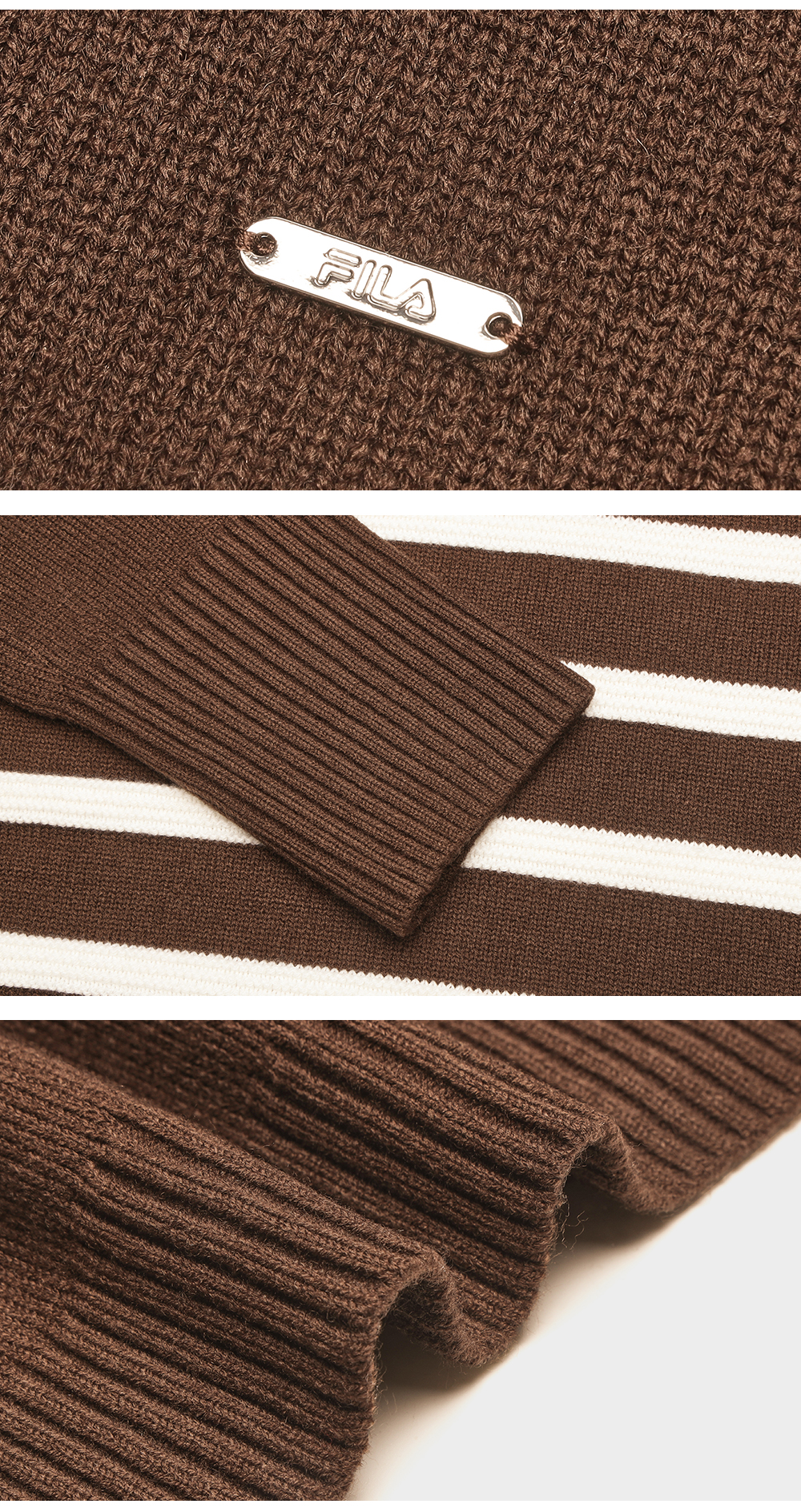 FILA CORE LIFESTYLE WHITE LINE GRENOBLE Women Knit Sweater (Brown)