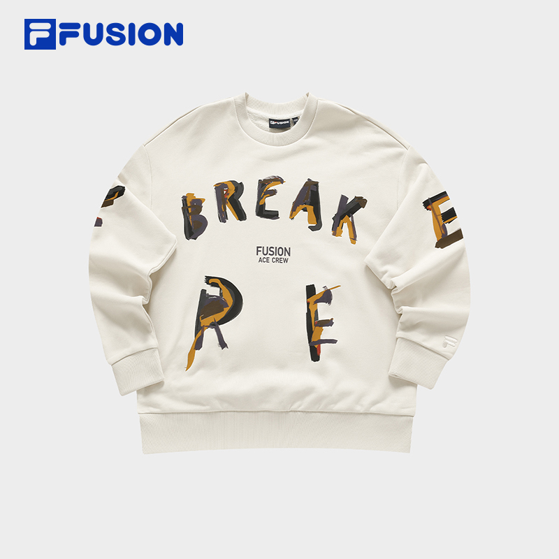 FILA FUSION INLINE WORKWEAR Unisex Pullover Sweater in Beige/ Black
