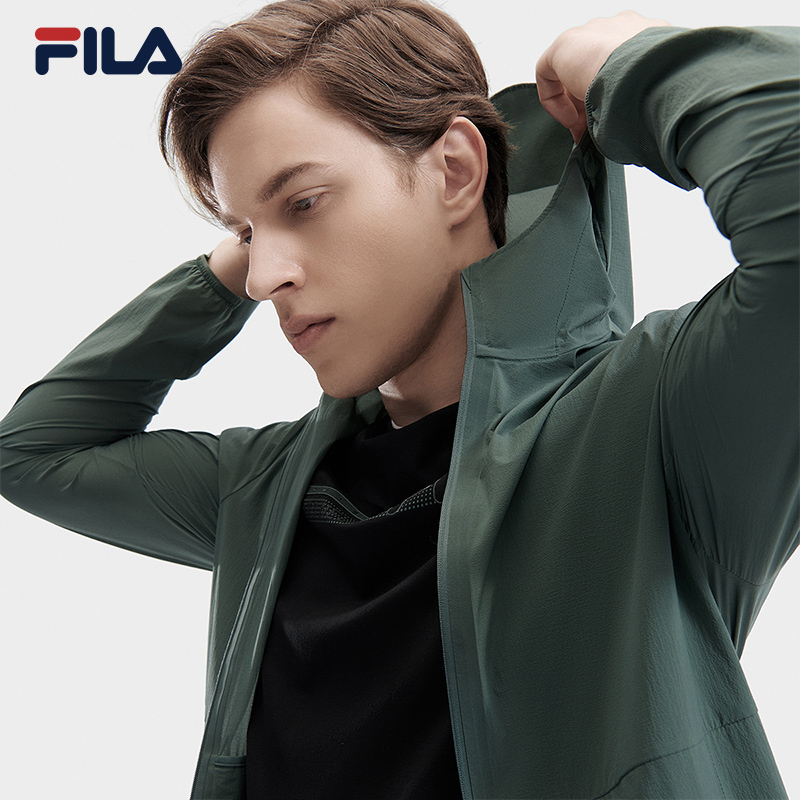 FILA CORE WHITE LINE BLUE Men Woven Top in Green